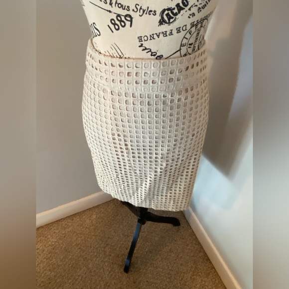 Banana Republic tan patterned cutout skirt, sz 6P - Picture 3 of 5